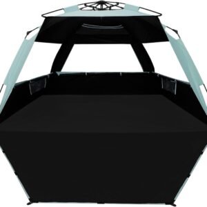 Deluxe Pop Up Beach Tent Sun Shade Shelter for 3-4/5-6 Person, UV Protection, Extendable Floor with 3 Ventilating Windows Plus Carrying Bag, Stakes, and Guy Lines