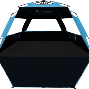 Deluxe Pop Up Beach Tent Sun Shade Shelter for 3-4/5-6 Person, UV Protection, Extendable Floor with 3 Ventilating Windows Plus Carrying Bag, Stakes, and Guy Lines
