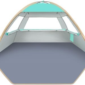 Beach Tent Sun Shelter for 3/4-5/6-7/8-10 Person with UPF 50＋ UV Protection, Lightweight & Easy Setup Beach Shade Canopy, Portable Beach Shade Tent Beach Cabana