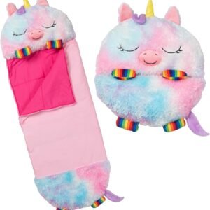 Pillow & Sleepy Sack: Medium - Rainbow Unicorn - 54 x 20, Plush Animal Character, 2-in-1 Pillow Sleeping Bag, Play, Kids Ages 3+