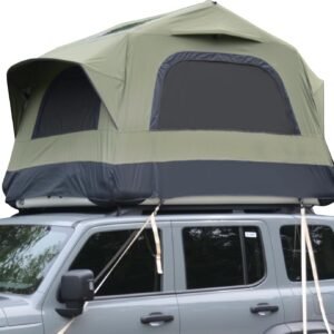 Inflatable Roof Top Tent (for Cars & Trucks): A 2-person tent constructed from 300D waterproof fabric with a wind-resistant design—built specifically for off-road expeditions and outdoor camping; quick and easy to install.