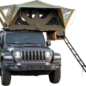 Roof Top Tent: Soft-shell model with an expandable sleeping area, capable of accommodating 2–3 people.