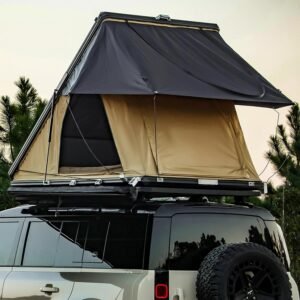 Roof Top Tent (Hard-Shell Model): Accommodates 2–4 people; includes an aluminum telescopic ladder and LED light strips.
