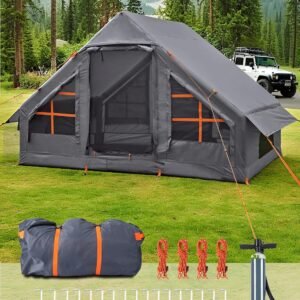 Inflatable Tents for Camping - Easy Blow Up Glamping Tent with Hand Pump, Waterproof PVC Air Inflatable Tent House for Family Weekend Camping